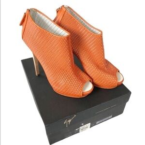 Giuseppe Zanotti Orange Leather Peep Toe B…